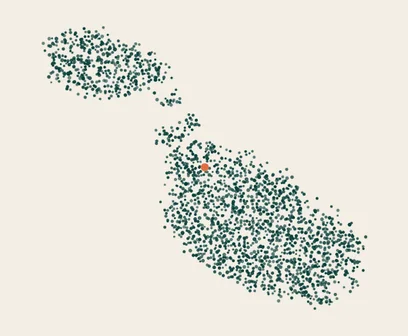 Malta and Gozo drawn in thousands of teal dots
